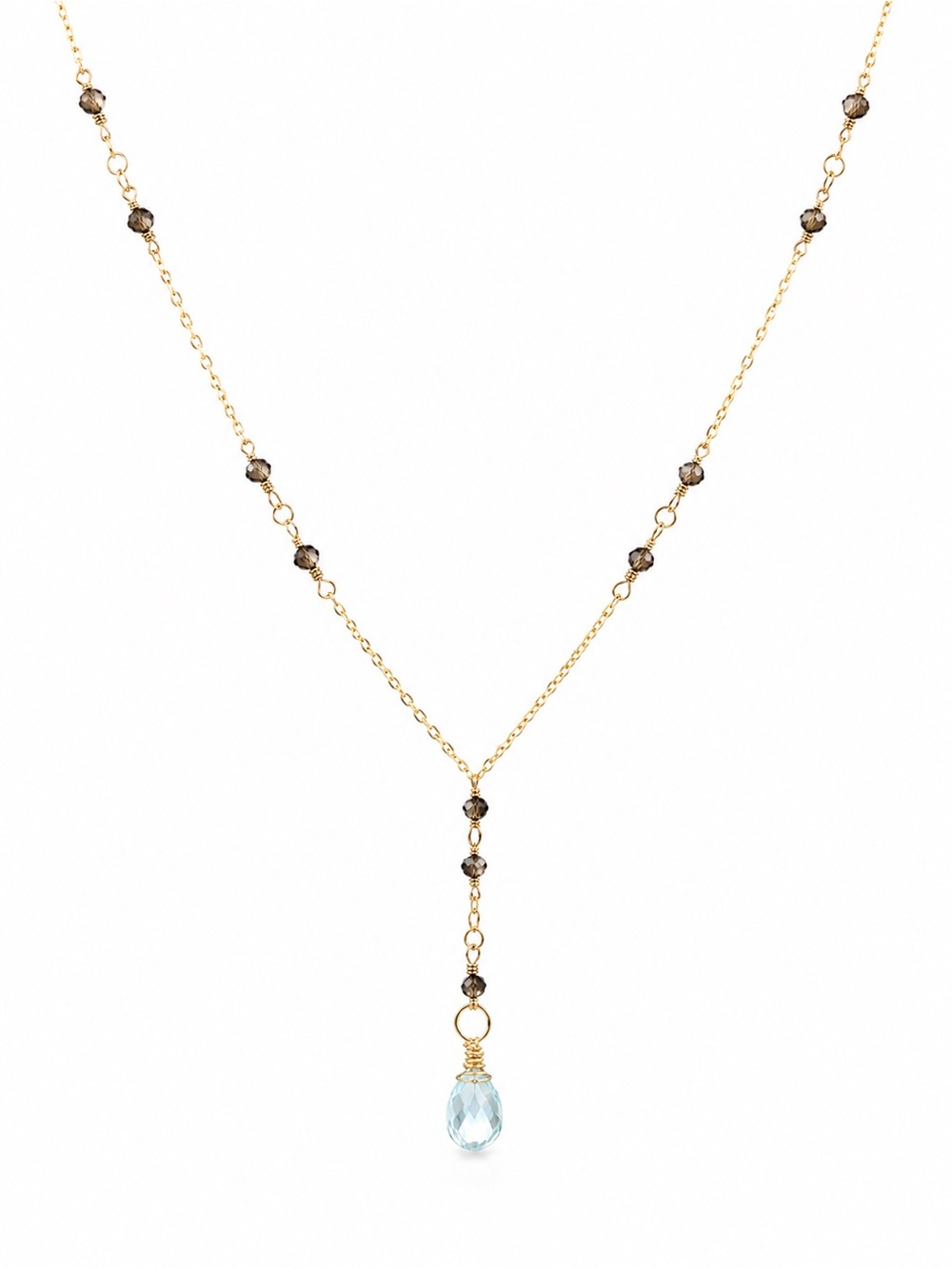 Nb78 Smokey Quartz and Blue Topaz Necklace